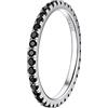 Suplight Fedina Donna Argento 925 Anello Argento a Fascia con Brillantini Zirconi Neri Fedina Fidanzamento Coppia Anello di Matrimonio Matrimonio Misura 19,75