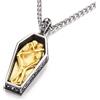 GTHIC Ciondolo Teschio Gotico in Acciaio Inossidabile Collana con Ciondolo Bara Vampiro per Uomo Donna Ciondolo Punk Scheletro Motociclista Regalo Gioielli Argento Oro con Catena da 70 cm