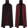 AOOWU Mantello Vampiro Bambini, Mantello Reversibile Mantello Rosso Nero di Halloween, Vampiro Collo Alto Mantello Unisex per Carnevale, Cosplay Travestimento, 90cm