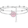 Lydreewam Cavigliera Infinito Cuore Smalto Rosa per Donna Argento Sterling 925 Doppia Cavigliera Bracciale con Perline Estate Spiaggia Catena Piedi, Regolabile 22+4cm