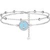 Lydreewam Cavigliera Ancora Smalto Blu per Donna Argento Sterling 925 Doppia Cavigliera Bracciale con Perline Estate Spiaggia Catena Piedi, Regolabile 22+4cm