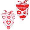 PEUTIER 2pz Bandane per Cani San Valentino, 2 Stili Taglia Universale Sciarpa per Cani Bavaglini Romantico Costume Vacanza per Cani Taglia Piccola Media Grande e Gatto (Cuore Scozzese, Labbro Bianco)