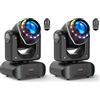 Osusuent 2PCS 100W Teste Mobili LED Beam con Telecomando 10 GOBOS 8 Colori 18 prismi Luci da festa ad effetto fascio ad alta luminosità adatte per Disco Club Performance Bar Illuminazione