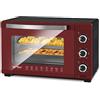 WOLTU Forno per Pizza da 32L, Forno Elettrico con Manopole, Fornetto Elettrico Piccolo con Girarrosto, Timer 60 minuti, Temperatura Regolabile 100-230℃, 1600W, Nero+Rosso