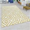 Paco Home Tappeto da soggiorno con motivo a rombi in colori pastello, look moderno etnico boho, Dimensione:200x280 cm, Colore:Giallo-Bianco