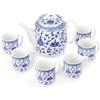fanquare Set da Tè Blu e Bianco Teiera in Porcellana Floreale con Infusore Set di Teiere Cinesi per Adulti Regali, Una Teiera con 6 Tazze