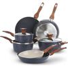 KASANOVA Batteria pentole New Ceramic, Set pentole induzione con rivestimento ceramico, Set padelle antiaderenti e casseruole con coperchio in vetro (Ottanio, 10 pezzi)