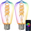 ANTELA Lampadine Smart E27, 5W Smart LED Edison ST64 (Trasparente-2) Vintage Bulb, Dimmerabile Lampadine Alexa RGB, Controllo APP Compatibile con Google Home, 2 pezzi