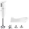 bamix Frullatore a immersione cordless PLUS, Base di ricarica, Lama, Frusta, Frullino in acciaio, 250 watt, 3 velocità, Made in Switzerland, Bianco