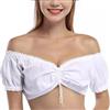 MIATCENRT Camicetta Dirndl Da Donna In Pizzo - Camicetta Tradizionale Bianca Bavarese Dell'Oktoberfest Top Corto Avvolgente Con Spalle Scoperte, Camicia Dirndl In Pizzo A Maniche Corte Camicetta Dirndl Alla B