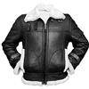 CHAYELL Bomber da uomo B3 RAF Aviator in montone bianco in montone WW2 pilota nero/marrone vera pelle di agnello, nero, XX-Large