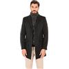 Ciabalù Cappotto Elegante con Pettorina Invernale Uomo Cappottino Lungo Sartoriale Slim Fit (Nero, 52)