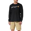 Carhartt T-Shirt Pesante, Vestibilità Comoda, Manica Lunga, Grafica Del Logo, Uomo, Nero, S