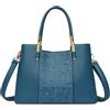 DEEVORCA Donna Borsa a Mano Fascia Alta Signora Borsa a Tracolla Design Con Ricamo Squisito Tracolla Staccabile Shopping Viaggiare Vacanza Borse Messenger Impermeabile Pelle Vera Blu