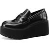 QUEEN HELENA Mocassini con Zeppa Francesine Platform Donna X31-98 (Nero, Sistema Taglie Calzature EU, Adulto, Donna, Numero, Media, 41)