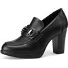 QUEEN HELENA Mocassini con Tacco Francesine con Fibbia Casual Eleganti Donna X31-115 (Nero, Sistema Taglie Calzature EU, Adulto, Donna, Numero, Media, 36)