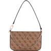 GUESS Noelle Mini Top Zip Shoulder, Borsa a Tracolla Donna, Logo Latte/Marrone, One Size