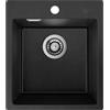 Auralum Lavello Cucina 1 Vasca 40 x 45 cm, Lavandino Cucina in Granito, Lavabo Cucina Nero con Sifone, Lavello da Cucina da incasso adatto per mobili sottolavello da 40 cm di larghezza