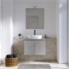 DEGHI Mobile bagno portalavabo sospeso 60 cm grigio pietra con top e specchio - Cuki