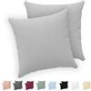 Twinzen® Federe Cuscino Letto (Set di 2) - Grigio - Per i Cuscini 40x40 cm - 100% Jersey di Cotone - Copricuscino Letto - Federe Cuscino Letto con Cerniera - Fodera Protezione per Cuscino
