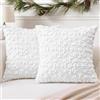 Artscope 2 Pezzi Natalizio Federe in Lana Corta Velluto Copricuscini Morbido Decorativo Fodere per Cuscino Lusso Stile per Divano Camera da Letto Natale Neve Bianco 55x55 cm