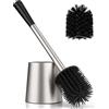 FUNPALA Scopino WC, FUNPALA Scopino Bagno WC in Silicone, Portascopino in Acciaio Inox con 2 Testine, Set di Scopettino Bagno