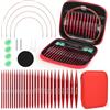 Coopay 13 Paia Ferri Circolari Intercambiabili da 3,0 a 10,0mm, Ferri da Maglia in Alluminio, Alta Qualità, Ferri Circolari per Vestiti per Bambini, Maglioni, Sciarpe - Rosso Brillante