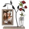 Aresvrgo Cornici Foto 10x15 da Tavolo,Portafoto Personalizzato da Tavolo,con Vaso In Vetro e Albero In Metallo,Cornice con Foto Personalizzata per 2 Foto,per Famiglia,Regalo di Natale (Marrone scuro)