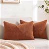FDTERN Set di 2 Boho Federe de Cuscini per Divano 50x70 in Velluto a Coste Moderno Morbido Motivo a Croce Decorativa Copricuscini per Divano Camera da Letto,Rosso Ruggine