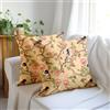 Encasa XO Fodera per cuscino decorativo 16x16 (40x40 cm) - Uccelli in oro pallido - stampato digitale floreale, grande federa quadrata per sedia, sedile, letto, ufficio e casa (set di 2)