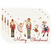 Bonhause Set di 4 tovagliette natalizie con schiaccianoci, 30 x 45 cm, motivo Merry Christmas, lavabili, per interni ed esterni, decorazione per la casa e le feste