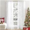 TOPICK Tende natalizie in voile, con fiocco di neve, 140 x 210 cm, decorazione per camera da letto, filtro della luce, per finestra, per soggiorno, cameretta dei bambini, set da 2 pezzi, colore bianco