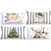 Lanpn 4 Pezzi Federe Cuscini Natalizi Copricuscini Natalizia 30x50cm, Federa Natalizie Decorativo Babbo Natale Vintage, Decorazioni Natalizio per Divani Letto in Camera da Letto(Bianco e Grigio)