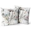 Snylcce Set di 2 federe per cuscini con fiori ad acquerello marrone, crema, grigio, foglia di tè, per divano, decorazione per la casa, camera da letto, cuscino per esterni, 40,6 x 40,6 cm