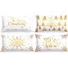Lanpn 4 Pezzi Federe Cuscini Natalizi Copricuscini Natalizia 30x50cm, Federa Natalizie Decorativo Fiocchi di Neve Invernali, Decorazioni Natalizio per Divani Letto in Camera da Letto(Oro)