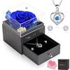 CSYY Rosa Eterna, Festa della Mamma Regalo per Lei con Collana Cuore e Orecchini a Perno San Valentino Festa Della Anniversario Natale Compleanno Sorella Moglie Blu