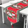 Pwsap Runner da Tavola Natalizio con Nappe, Santa Claus Ghirlanda Tovaglia Natalizia in Poliestere Cotone Rosso, Lavabile Runner Natalizio Decorazioni per Tavola di Natale Cene di Famiglia, 12,6 x 74,8