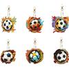 aupawdy 6 Pezzi Ciondoli Portachiavi Artistici Diy con Diamanti,DIY Calcio Pittura Diamante Portachiavi, Calcio Quadro Mosaico Creazione di Kit Artigianato per Decorazione Zaino Borsa Borsetta