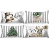 Lanpn 4 Pezzi Federe Cuscini Natalizi Copricuscini Natalizia 30x50cm, Pupazzo di neve Alce Inverno Federa Natale Decorativo, Decorazioni Natalizio per Divani Letto in Camera da Letto Bianco Grigio