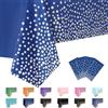MORAINJAY 4 pz Scuro Tovaglia a Pois in Argento Blu,Antimacchia Impermeabile Feste Tovaglia in Plastica,137x274cm Rettangolare Tovaglia per Natalizia Party,Interni Esterni Giardino Ristorante Decor