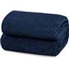 Yebeda Coperta in pile a nido d'ape, 130 x 170 cm, coperta per divano e letto in flanella- super morbida, piacevole, blu marino