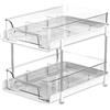 Himilucky Organizer e portaoggetti a 2 ripiani, portaoggetti scorrevole multiuso, organizer per dispensa da cucina, organizer estraibile per riporre spezie da cucina, bagno, cura della pelle (bianco)