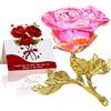 SWEETIME Rosa Cristallo Rosa,K9 Glass Rose Fiore Artificiale,Rose Eterne 3D Fatte a Mano Stelo Lungo per Festa della Mamma San Valentino Natale Ringraziamento Anniversario della Donna Regalo di Compleanno