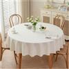 GOEXCPL Tovaglia rotonda antimacchia,Tovaglia rivestita impermeabile,Facile da pulire, Beige Diametro 140 cm