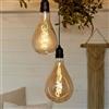 Hellum Set di 2 lampade a sospensione vintage, con timer A130, Ø 13 x 27 cm, lampadina dorata con telecomando, dimmerabile, stile retrò, con batteria (4 x AA non incluse) 151404