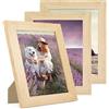 PHOTOLINI Cornici 15x20 cm legno MDF naturale, set di 3 cornici larghe, moderne, plexiglass infrangibile, da tavolo o da parete, accessori extra - per una parete dal look raffinato