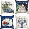 Asmea Cuscini Natalizi per Divano Federe Natalizie Federe Cuscini Divano 45x45 Set di 4 Federe Cuscini Natalizi Decorazioni Natalizie Copricuscini Natalizi per Divano, Camera da Letto, Casa Blu