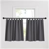 PONY DANCE Tende Oscuranti Termiche per Finestre Piccole 2 Pezzi 140x120 CM Tenda Corta Termica Isolante Freddo e Caldo per Camera da Letto e Cucina con Passanti, Grigio
