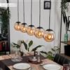 hofstein Lampadario a sospensione Gastor in metallo/vetro nero ambra, design vintage retrò con ombrelli in vetro (Ø 15 cm), altezza max 149 cm, 5 lampadine E27, senza lampadina