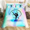 Homewish Copripiumino per ragazze, per amanti della ginnastica, regalo per ragazze e donne, set di biancheria da letto con sfumature arcobaleno sfumate, copripiumino con 1 federa, cerniera